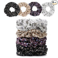 Satin Scrunchies for Women – 8PCS Floral Multicolor Silk Hair Ties (4 Colors, 2pcs Each) – No Crease, Frizz-Free, Sweet & Romantic Hair Bands for Thick & Thin Hair, Cute Hair Accessories Gifts