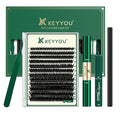 DIY Lash Extension Kit 144pcs 8-18MIX Lash Clusters with Super Hold Mascara Brush Bond and Seal Lash Remover Lash Applicators Lash Brush for KEYYOU DIY Lash Kit (Y10 Kit)