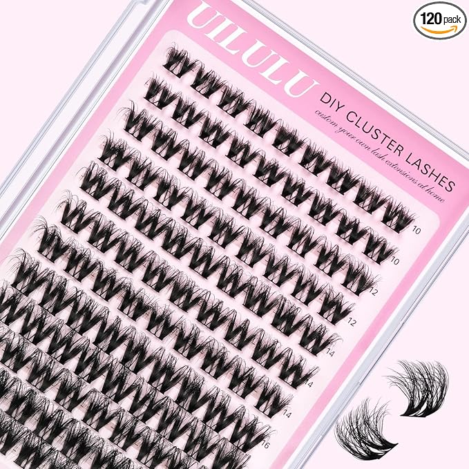 Uilulu Lash Clusters D Curl Fluffy Clusters Lashes 0.07D 10-18 MIX 108 Eyelashes Individual Lashes DIY Lash Extensions at Home False Lashes Wide Band Natural Eye Lash Clusters