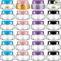 Tessco for you 24 Pack Plastic Jars with Lids Labels Multiuse Slime Containers Empty Body Scrub Jars Round Refillable Cosmetic Body Butter Container for Makeup (5 oz,Multicolor)
