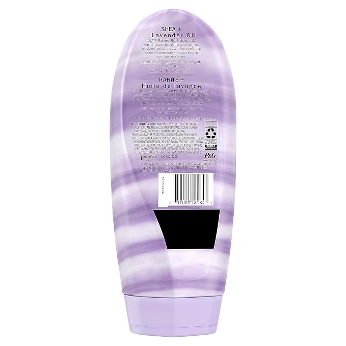 Olay Body Wash for Women, Moisture Ribbons Plus, Deep Conditioning & Moisturizing Formula, Long Lasting Smooth Soft Skin, For All Skin Types, Shea Butter & Lavender Oil Scent, 18 fl oz