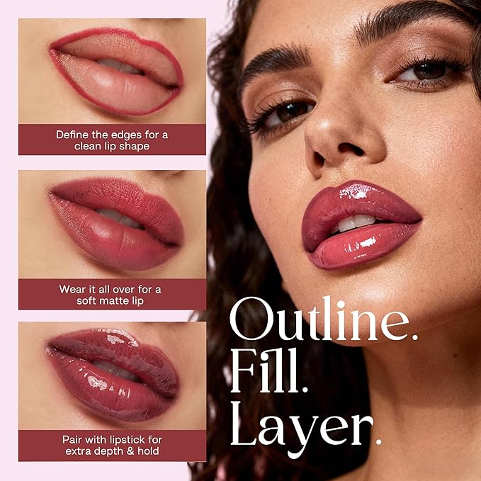 CALAILIS Lip Liner, Long Lasting Liquid Lip Liner Pencil, Waterproof and Smudge-proof Matte Semi Permanent lipliner Stain, Seamless Make Up with All-Day Color (#61 Rose Veil)