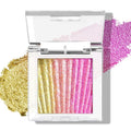 Pink Glitter Eyeshadow, Half Magic Eyeshadow Palette, 3 Color Gold-Pink-Purple Chameleon Iridescent Holographic Glitter Cream Eye Shadow, #03