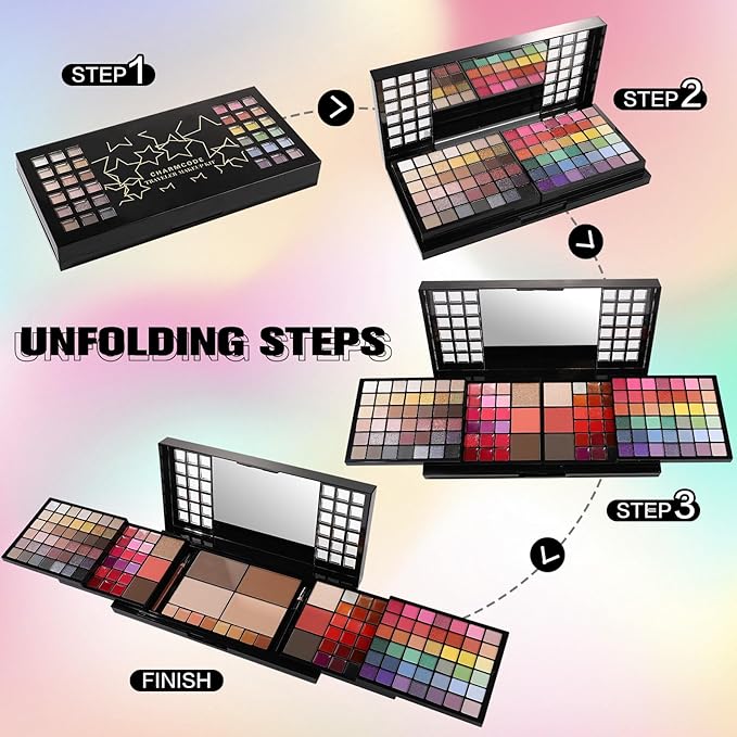 CHARMCODE All in One Makeup Kit, Makeup Kit for Women Full Kit, Make Up Christmas Gift Set for Teen Girls- Eyeshadow Palette,Lip Gloss,Concealer,Highlighter,Blush,Eyeliner,Brow Powder & Contour
