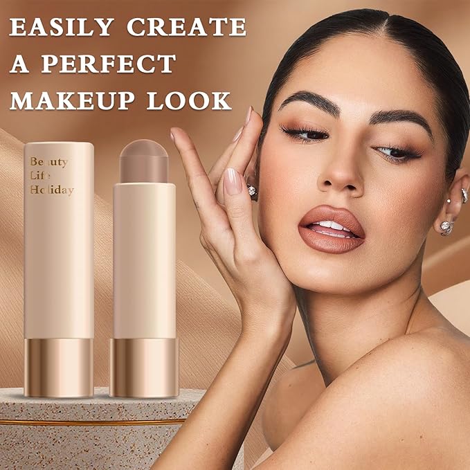 Cool Toned Contour Stick Makeup,Blendable and Smooth Cream Contour Stick,Lightweight Face Shaping Cream Bronzer Stick for contorno maquillaje - 01 Gray Brown