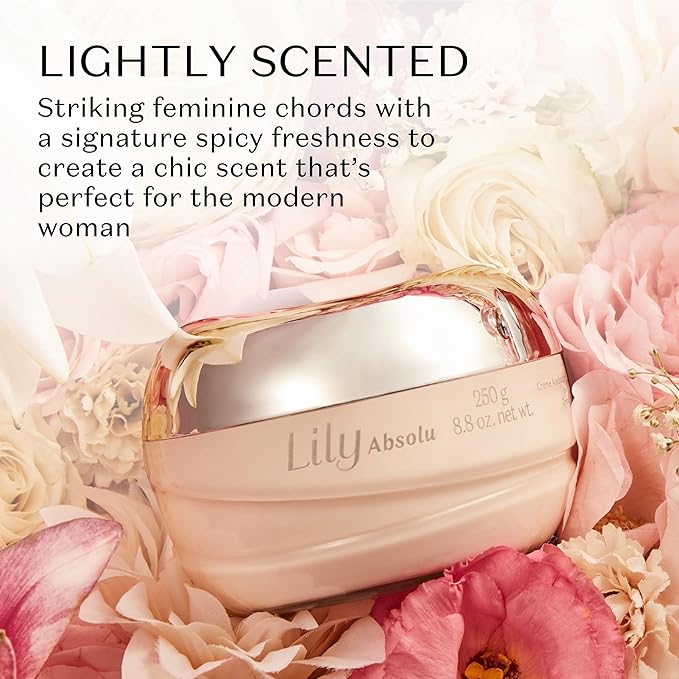O BOTICARIO Lily Absolu Satin Hydrating Body Cream, 24 Hour Fragranced Body Butter for Dry Skin, 8.8 Ounce