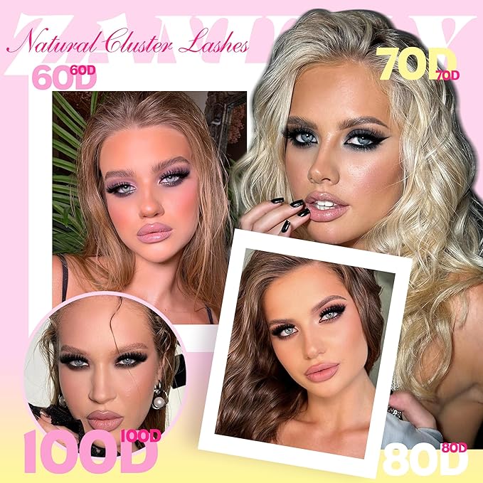 Lash Clusters D-Curly Individual Lashes Volume Eyelash Clusters Bulk zanlufly Thick Lash Extension 560Pcs Natural DIY Eyelash Extension (9-16MM,60D+70D+80D+100D)