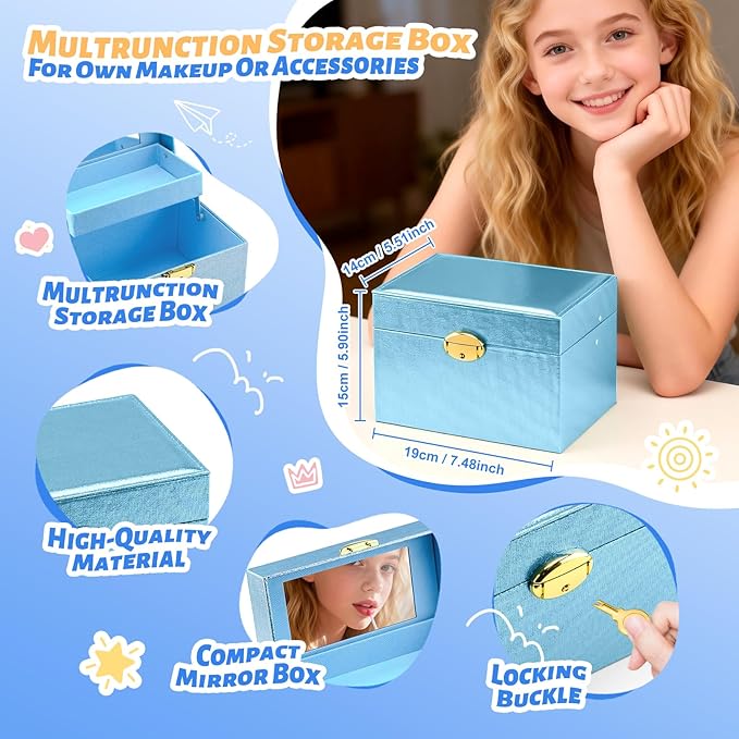 Color Nymph Girls Makeup Kit For Teens & Girls | All In One Makeup Set with Lockable Storage Box, Built-in Mirror, Eyeshadow, Blush, Contour, Highlighter, Lipgloss, Lipliner, Eyeliner, Lip Balm