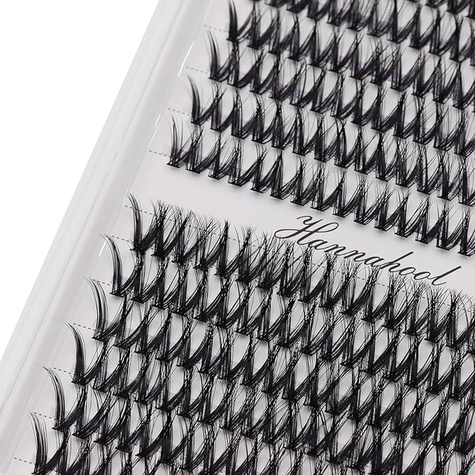 12rows-Large Tray Mixed 8-10-12-14-16mm/Mixed 14-15-16mm/Mixed14mm-16mm/Mixed 18-20mm Wide Stem Individual False Eyelashes Dramatic Black Cluster Eyelashes (MY009-12-14MM)
