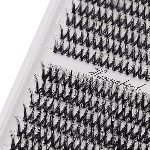 12rows-Large Tray Mixed 8-10-12-14-16mm/Mixed 14-15-16mm/Mixed14mm-16mm/Mixed 18-20mm Wide Stem Individual False Eyelashes Dramatic Black Cluster Eyelashes (MY009-12-14MM)