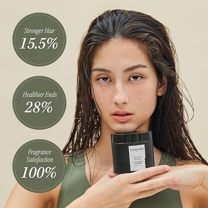 LONGTAKE Core Bonding Hair Mask - Bond Control & Internal Protein Filling with Peptides | Frizz Control, Split Ends Care | Hair Smooth, Glossy | For All Types (Black Tea & Fig Scent, 6.76 Fl Oz)