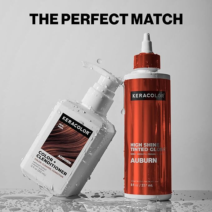 Keracolor High Shine Tinted Hair Gloss, In-Shower Hair Glaze, Sheer Color-Enhancing Glossing Treatment, Auburn, 8 Fl Oz
