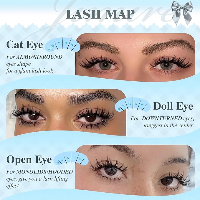 Manga Lash Clusters Wispy Lash Extension Kit 8-16MM Anime Lash Clusters Kit with Bond and Seal Lash Glue Natural Eyelash Clusters Kit 150Pcs C Curl Bunny Cluster Eyelash Extensions by JIMIRE