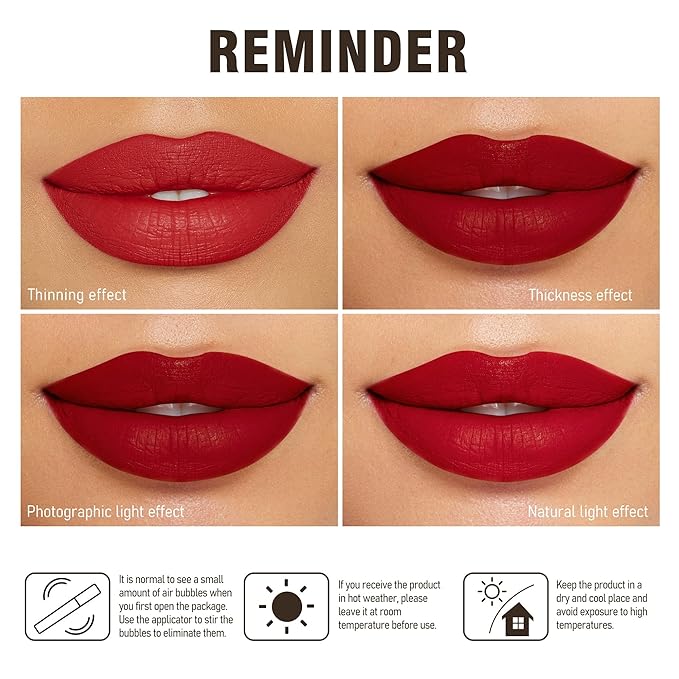 Depuplum 3Pc Matte Liquid Lipsticks for Women, Dark Red Lipstick Dusrty Nude Lisptick Red Lipstick, Cruelty Free Long Lasting Lip Makeup, DM18+DM05+DM10