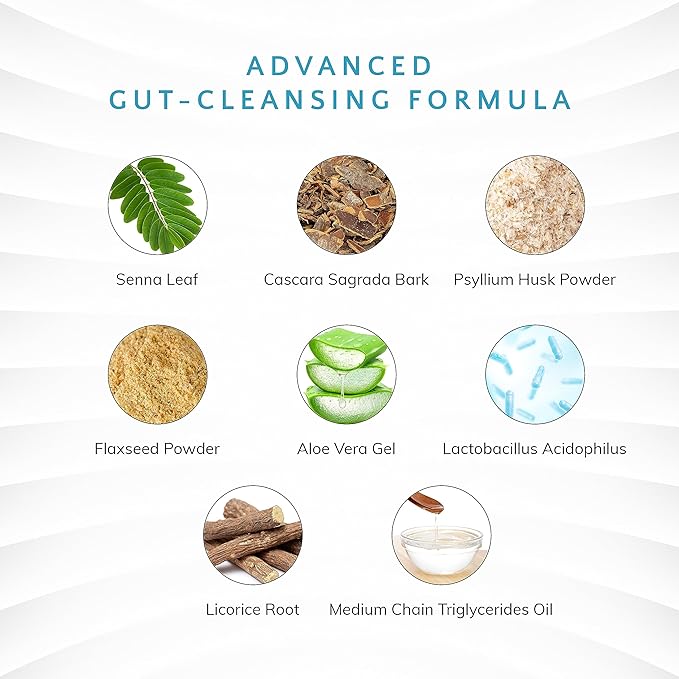 15 Day Cleanse and Detox - Rapid Flush 15 Day Gut Cleanse for Detox, Colon Cleanse, Gut Support - Enhance Digestion with Cascara Sagrada, Senna Leaf, Psyllium Husk - Capsules 30 Count
