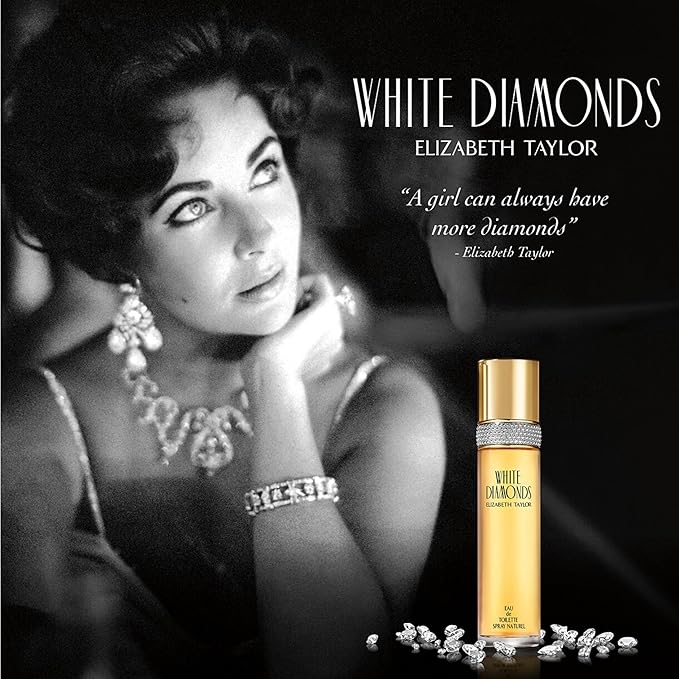Elizabeth Taylor Body Powder for Women, Fragrance with Body Puff, White Diamonds, 2.6 Oz