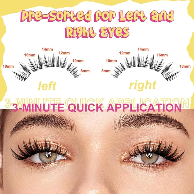 Wispy Lash Clusters Manga DIY Lash Extension Kit and D Curl Eyelash Clusters 8-18mm with Bond, Seal, and Remover Natural Lashes Clusters- Invisible Band Lashes Spikes Eyelashes, Freya-kit