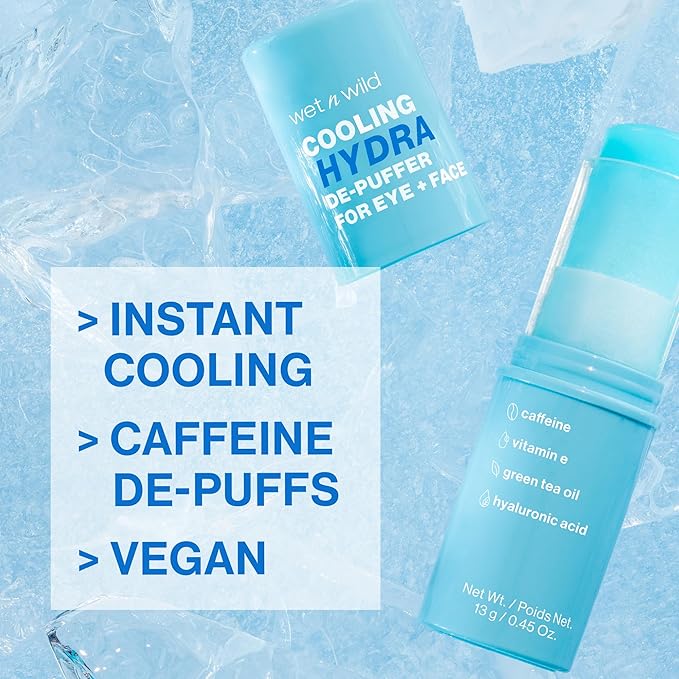 wet n wild Cooling Hydra De-Puffer,Soothing Face Makeup Primer Stick with Vitamin E & Caffeine,Instant Skin Refreshments for All Skin Types and Complexions,Vegan & Cruelty-Free,(Pack of 2)
