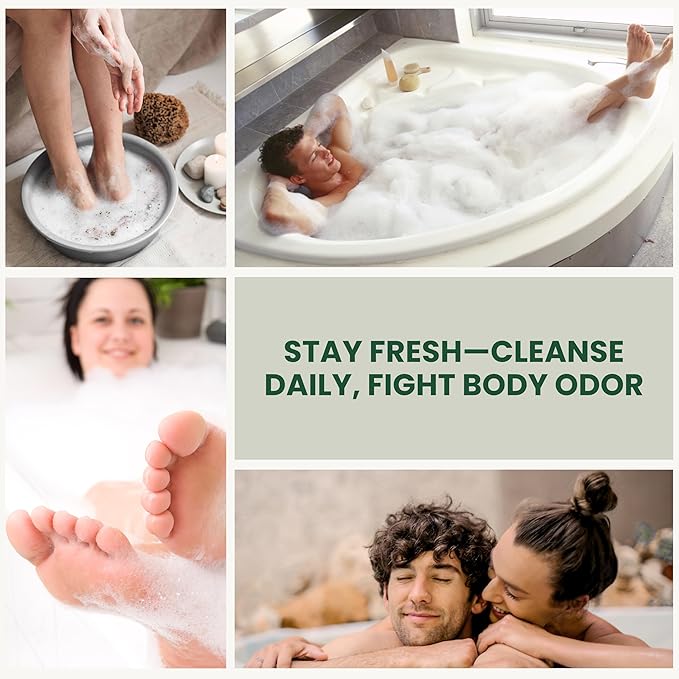 KESMEDIK Tea Tree Oil Soap Body Wash with Peppermint for Foot & Body, Antifungal & Antibacterial Support Cleanser, Helps Soothe Ringworm, Athlete’s Foot, Jock Itch, Acne & Body Odors