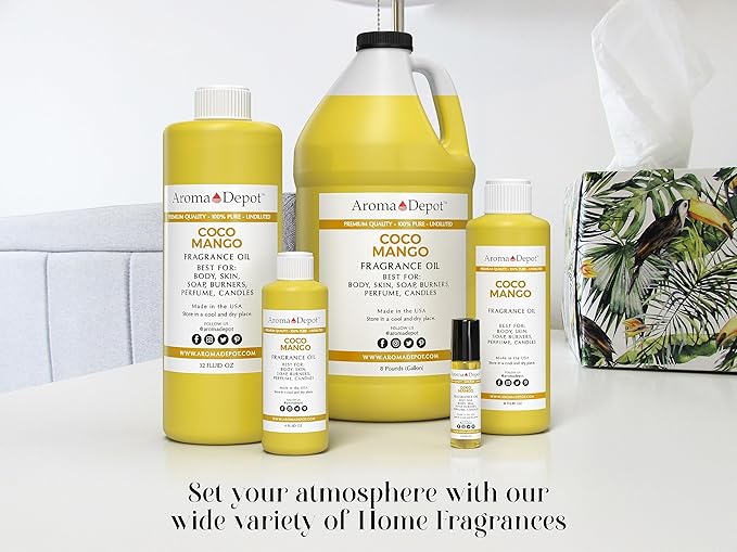 Aroma Depot 8 oz / 8 Ounce Coco Mango Unisex Perfume/Body Oil Our Interpretation, Premium Quality Uncut Fragrance Oil Soap, Candle Making & Incense