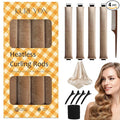 Overnight Heatless Hair Curler- 4 Piece Set- Jumbo Heatless Curls- Satin Flexi Rods to Sleep in- No Heat Curler Overnight Sleeping Curls Styling Tools- Gentle Rollers for All Hair Types-Khaki