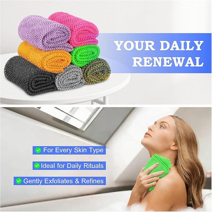 African Net Sponge - Deep Exfoliating Body Scrubber - Ultra Long African Net Sponge Reaches All Back Areas, Gently Buffs Away Dry Flaky Skin for a Renewed Feel, Home Spa Experience（Green）