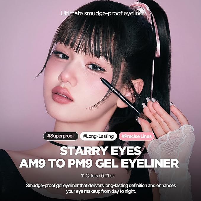 lilybyred Starry Eyes Am9 to Pm9 Gel Eyeliner | Korean Gel Eyeliner, Intense Color Payoff, Creamy Formula, Easy Blending, Built-in Sharpener, Smudge-Proof, Long-Lasting, 0.017 oz. (18 Hazy Brown)