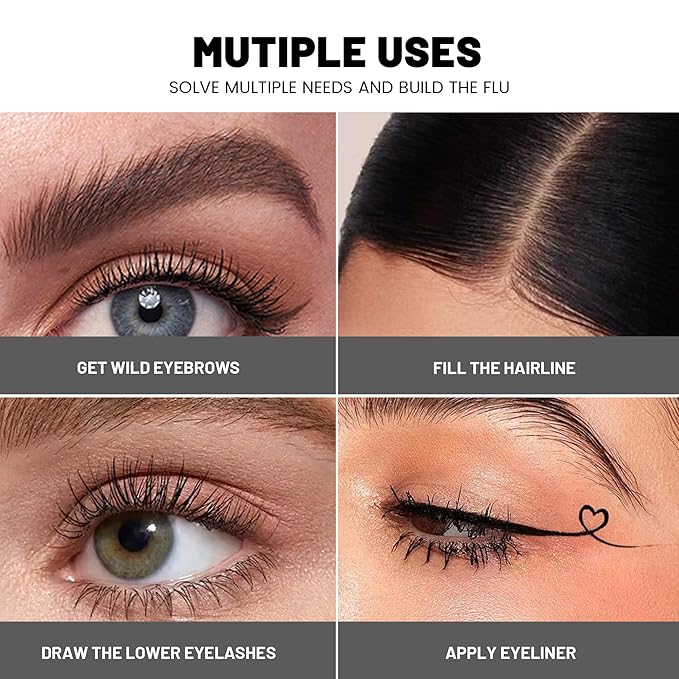 Pudaier 2 Pack 2 Fine Tip Eyebrow Pen, Waterproof Filling Faux Brow Makeup Pencils for Women with Precise Curved Brush-Tip to Fast Create Natural Hair-Like Brows, Last All-Day (Truffle)