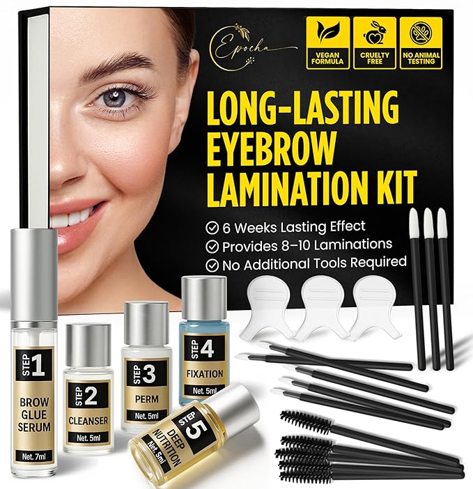 Professional Brow Lamination Kit – Salon-Quality Results at Home | DIY Eyebrow Lamination Kit for Fuller, Thicker, Fluffy Brows | Lasts Up to 6 Weeks | Easy to Use, Beginner-Friendly Brow Perm Kit