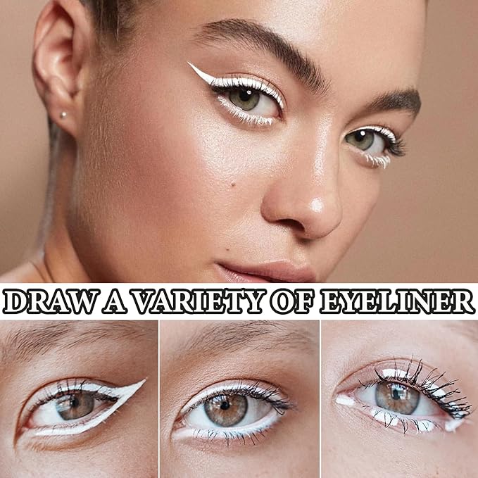 5 PCS White Eyeliner Pencils,Professional Long Lasting Waterproof White Makeup Pencils,Highly Pigmented Inner Corner Eye Highlighter Eyeliner Pencil,Eye Liner Pen Sets 03