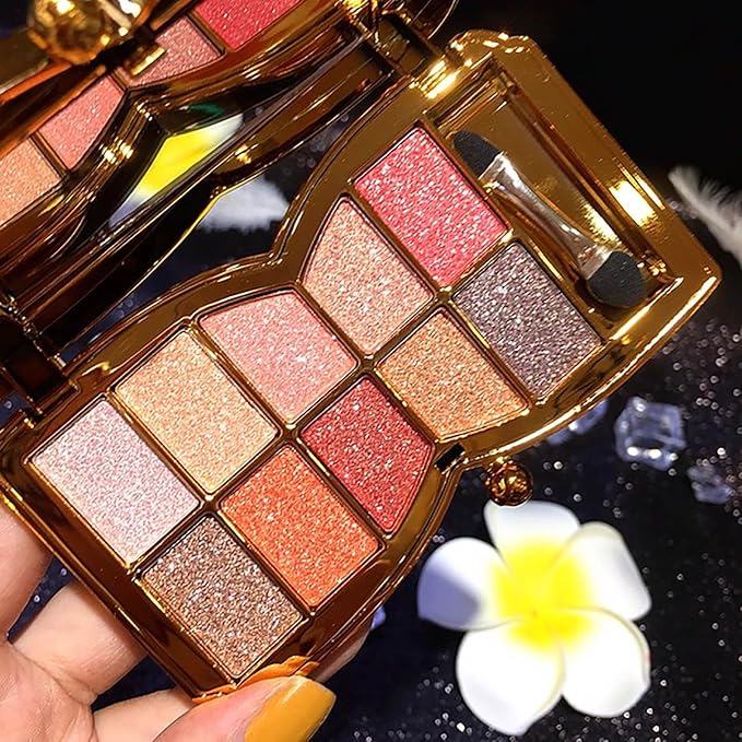 Glitter Eyeshadow Palette, 10 Colors Sparkle Shimmer & Matte Eye Shadow Highly Pigmented Waterproof Long Lasting Makeup Set (Color 8)