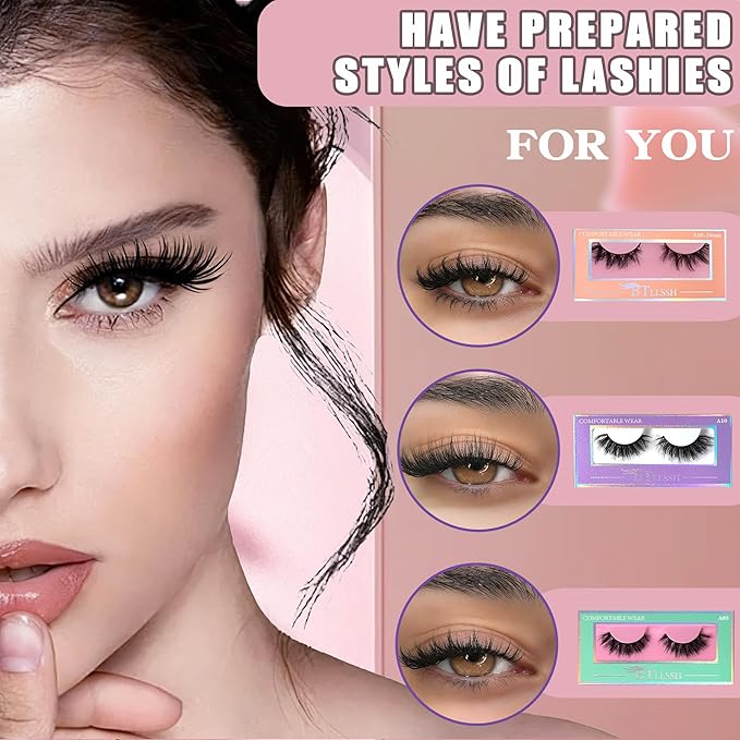 27Pairs 5D Faux Mink Lashes - Fluffy Wispy Cat Eye Strip Lashes 14-18mm D Curl, Easy to Apply for Beginners & Professionals, Natural to Dramatic Look Like Extensions
