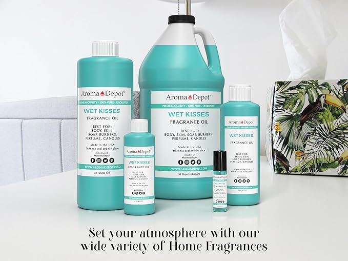 Aroma Depot Wet Kisses 8 oz Fragrance Oil I Perfume I Skin Oil I Scented Oil. DIY Projects Such as Candles, Bath Bombs, Body Butters, Creams & Lotions. Few Drops in The Diffuser, Burners, or Warmers.