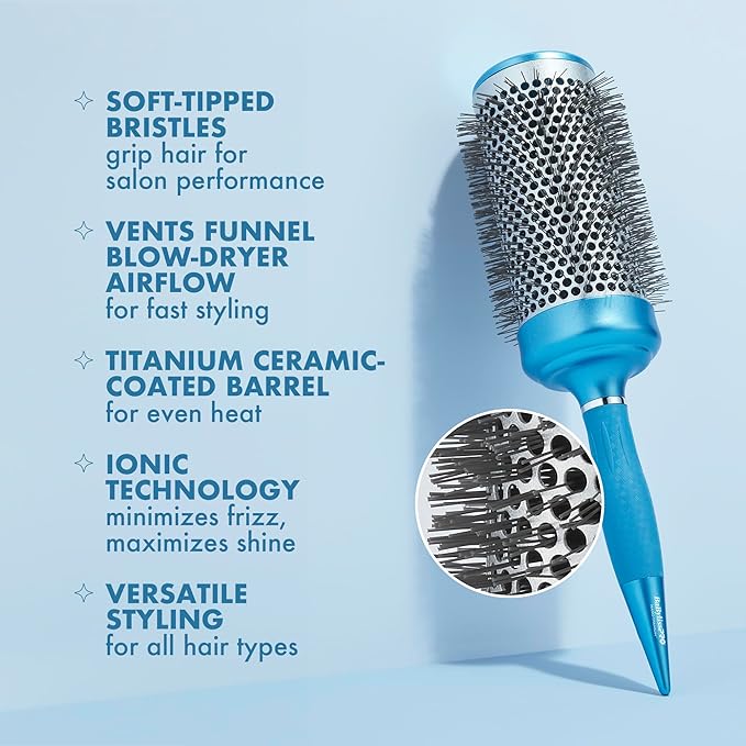 BaBylissPRO Nano Titanium 2.5" Extra-Long Thermal Round Hair Brush – Professional Blowout Brush for Smooth Results, Frizz Control for All Hair Types