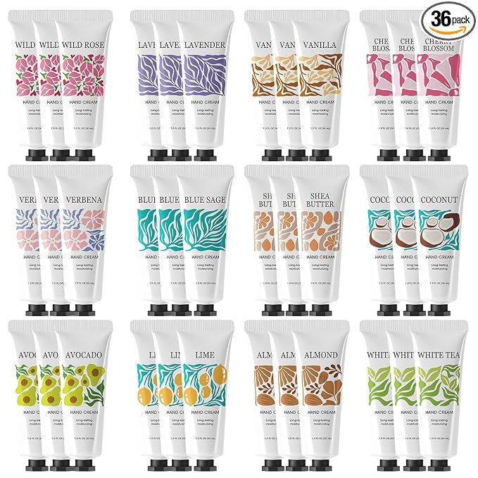 36 Pack Hand Cream Bulk Gifts for Women, Mothers Day Gifts for Mom, Teacher Appreciation Gifts Bulk Nurses Week, Mini Moisturizing Lotion for Dry Hands, Hand Lotion Travel Size, Bridesmaid Gifts