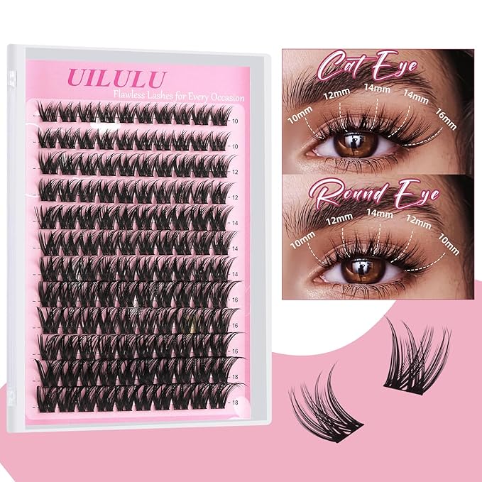 Lash Clusters 10-18mm Mix D Curl Eye Lashes Wispy Lash Clusters False Eyelash Clusters DIY Eyelash Extensions Individual Cluster Lashes (U13 Lash Only)