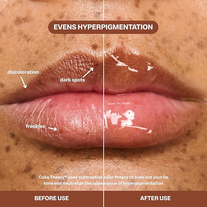 POUND CAKE Cake Theory Lip Tone Equalizing Oil Duo | Hydrating and High-Shine Blurring Lip Oils in Browning (Purple Brown Tint) & Melted Butter (Yellow Tint) | Clean, Vegan, and Moisturizing Formula