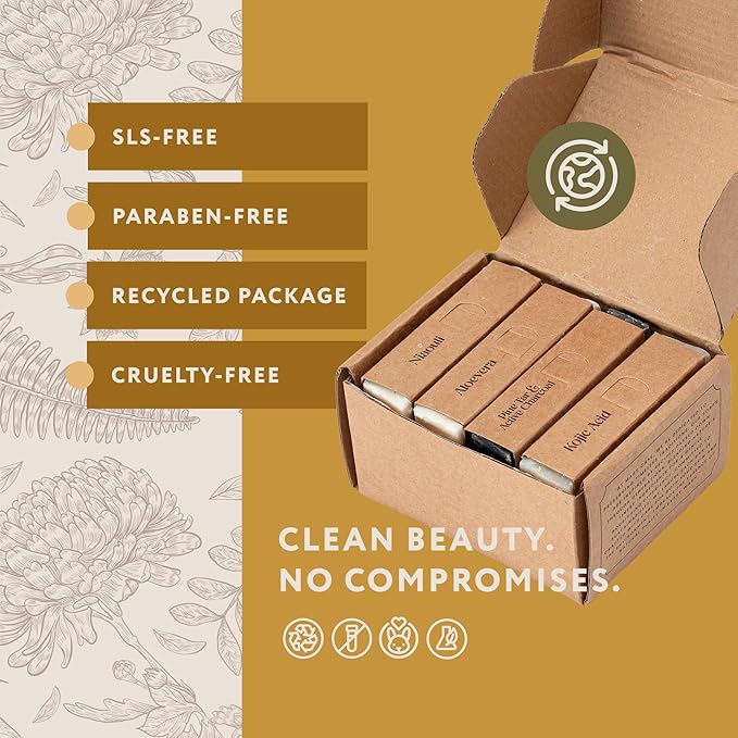 Mary Case Wellness Variety Bar Soap Set of 4 | Kojic Acid, Pine Tar, Niaouli & Aloe Vera Natural Soaps | Bath Soap for Men & Women | Hydrating, Soothing & Skin-Healing Bars