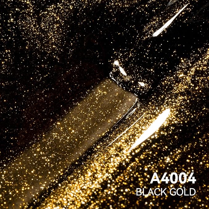 MAYCHAO 15ML Black Gold Cat Eye Gel Nail Polish 1Pc Glitter Soak off Holographic Magnetic Nail Polish for Nail Art Manicure Salon DIY at Home, 0.5 OZ