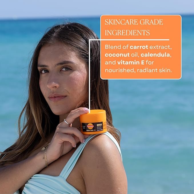 Carroten Intensive Tanning Gel | Travel Size Browning Tan Accelerator | Non-Greasy Water-Resistant with Carrot & Coconut Oil | Vitamin A&E for Moisture & Hydration | TSA Approved | 1.7oz + Spatula