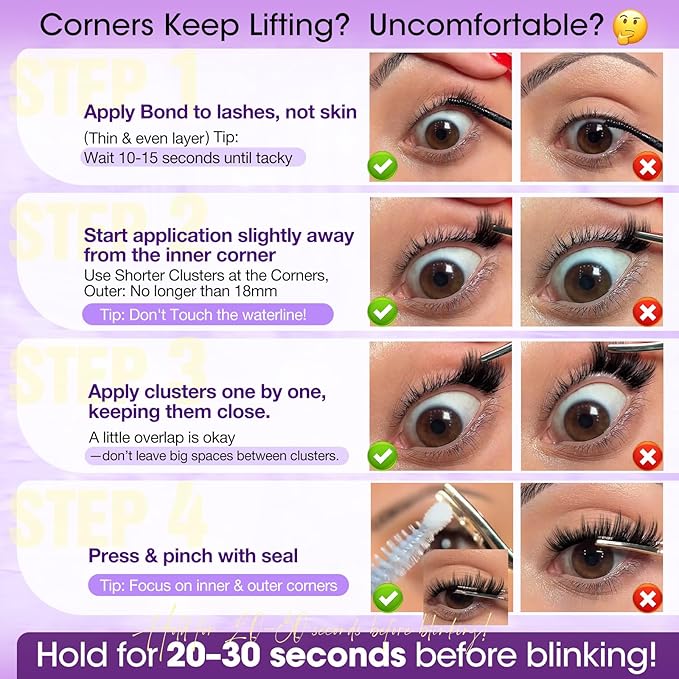 Yawamica Fluffy Lash Clusters Kit Wispy Volume Cluster Eyelash Extensions 12-20mm D Curl Individual Lash Extension Kit with 2-in-1 Lash Bond and Seal and Tweezers for Volume Wispy Lash Look