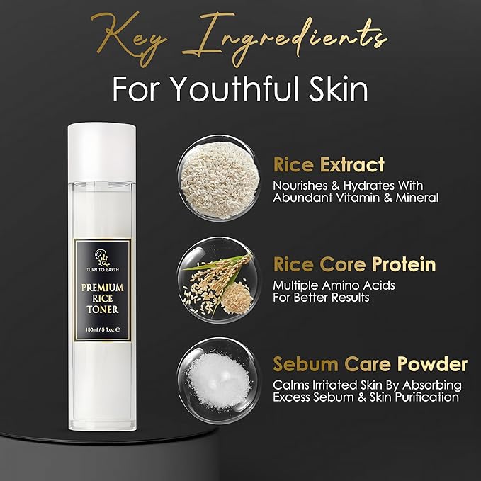 Rice Toner from Korean Rice, Milky Toner for Glowing, Hydrated Skin, Increased Collagen Production, Moisture Barrier for Glass Skin, Fragrance Free 5 Fl Oz