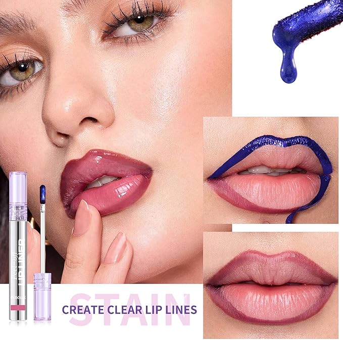 BANGFENG 4Pcs Peel Off Lip Liner Stain Set - 24H Color Hold Long-Lasting, Smudge-Proof, Waterproof Nude Matte Lip Tint, Non-Fading Peel Off Lip Color, Effortless Precision & Full Coverage