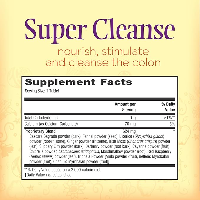 Nature's Secret Super Cleanse Extra Strength Toxin Detox & Gentle Elimination Body Cleanse, Digestive & Colon Health Support - Stimulating Blend of 14 Herbs with Probiotics - 200 Count (Pack of 2)