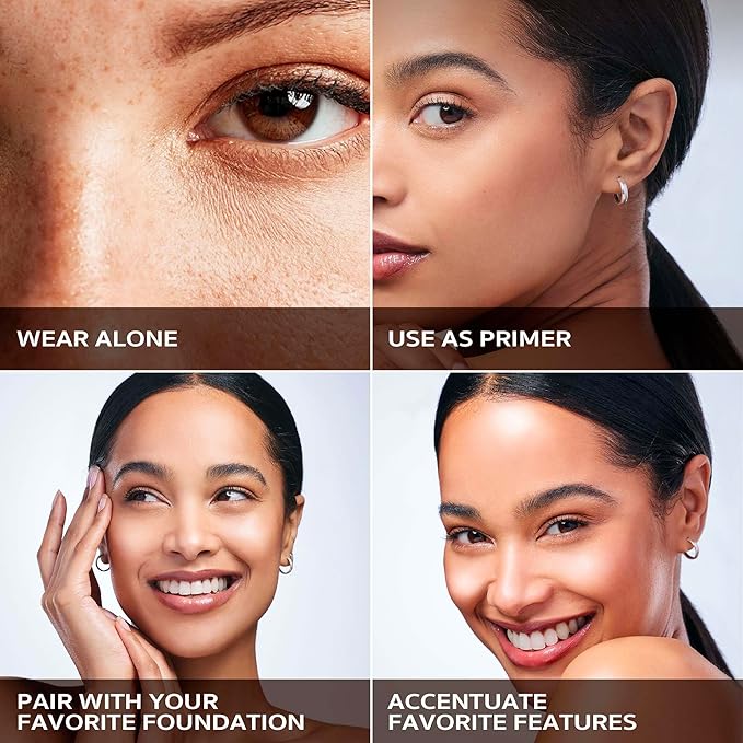 Ruby Kisses Glowy Skin Filter Foundation - All-in-1 Primer, Skin Tint & Highlighter, Hydrating Light Coverage with Squalane, Natural Dewy Finish, Luminous & Radiant Glow (Deep)
