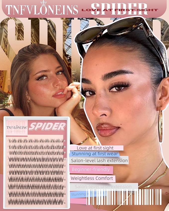 Spider Lash Clusters Wispy Fluffy Eyelash Clusters Natural Cluster Eyelash Extensions Breeze Individual Lashes Clusters Clear Band Cluster Lashes Pestañas Postizas Naturales by TNFVLONEINS