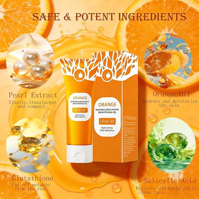Orange Exfoliating Gel, 2026 Exfoliating Cleansing Gel Scrub, Pore Orange Peeling Scrub, Deep Clean Pores, Remove Blackheads & Moisturize Skin, All Types Skin