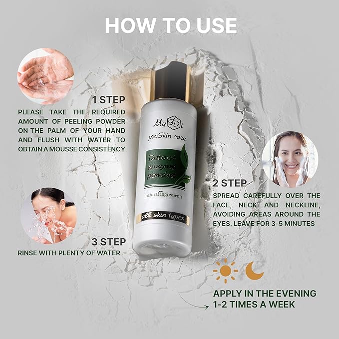 Enzyme Face Exfoliant Powder - Coenzyme Q10 & Vitamin C Infused Exfoliating Face Wash - Fragrance-Free Face Scrub for Women & Men for All Skin Types - 2.1 oz