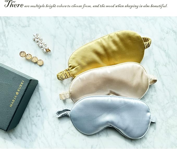 [1 Pack] QSYW Sleep Masks, Satin Eye Mask for Sleeping - Silky Eye Masks Bulk with Storage Bag & Elastic Strap,Golden