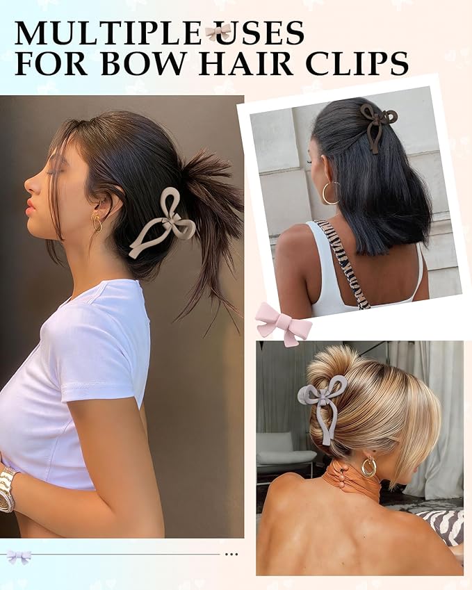 4 PCS Bow Hair Clips for Women Bow Claw Clip 5" Extra Large Hair Claw Clips for Thick and Long Hair Cute Bows Big Clip Mother’s Day Gift for Mom